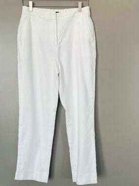 J. Crew White Linen blend Pants with Hook Closure
